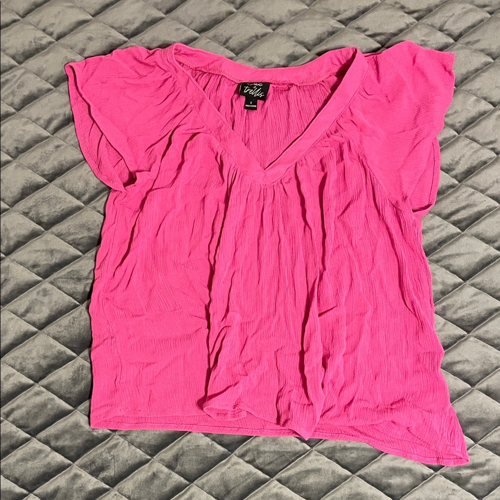 Chic Pink V-Neck Blouse
